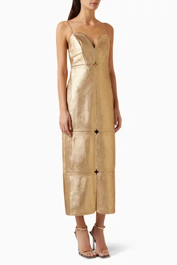 Hicks Midi Dress in Metallic-fabric