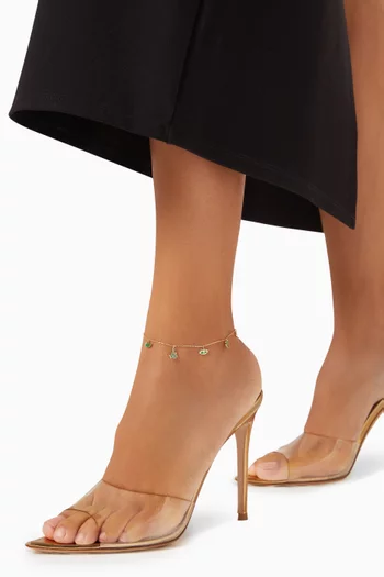 Haz & Evil Eye Enamel Anklet in 18kt Yellow Gold