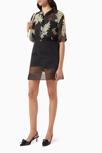 Floral Embroidered Shirt in Silk-organza