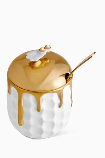 Beehive Honey Pot in 24kt Gold-plated Porcelain