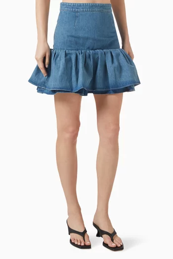 Ruffled Mini Skirt in Denim