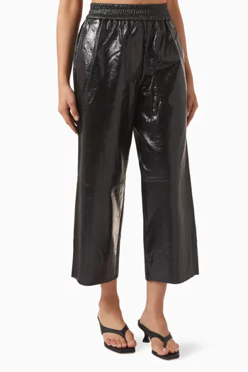 Jonah Wide-leg Pants in Polished Leather