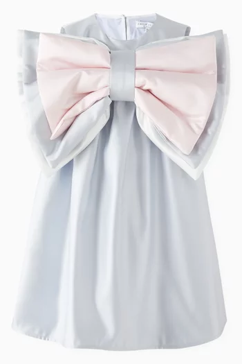 Triple Bow Dress in Satin