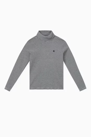 Striped Roll-neck Polo in Cotton