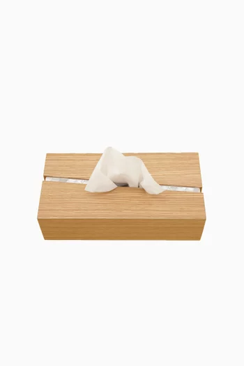 Draw The Line Mother-of-pearl Tissue Box in French Oak
