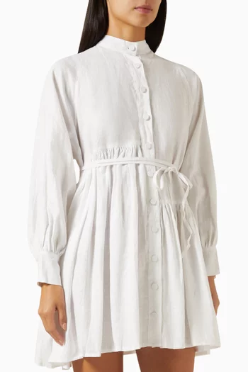 فستان لينا قصير بنمط قميص كتان