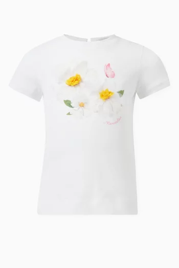 Floral-detailed T-shirt in Cotton-jersey