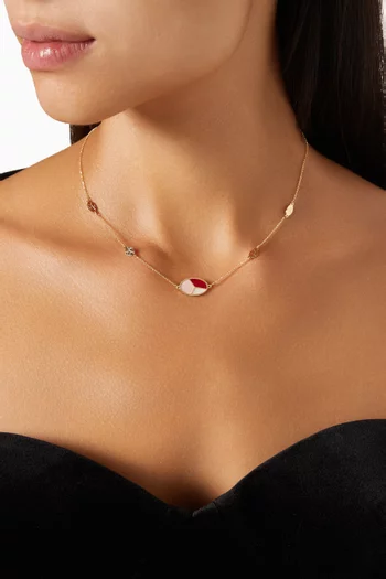 قلادة أميليا برشلونة بدلاية بوجهين موازييك ذهب عيار 18‏