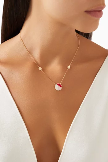 قلادة أميليا برشلونة بدلاية بوجهين موازييك ذهب عيار 18‏