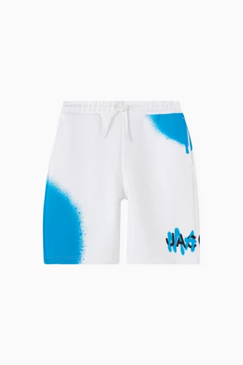 Spray Paint-print Track Shorts in Cotton Blend