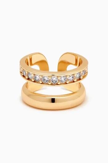 Manore Pavé Crystal Ring in 18kt Gold-plated Metal