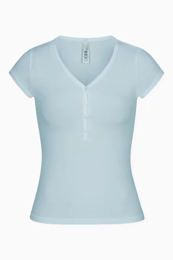 New Vintage Henley T-shirt in Cotton-spandex