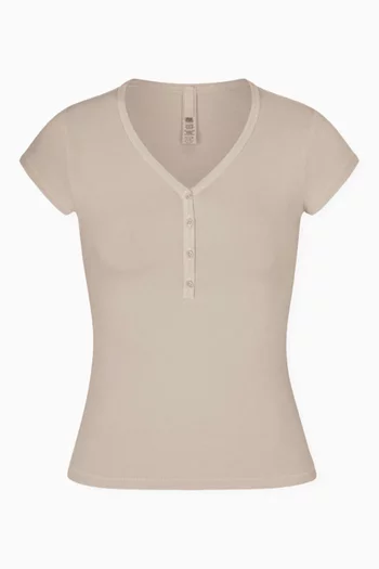 New Vintage Henley T-shirt in Cotton-spandex