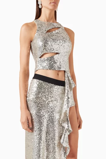 Aria Cut-out Top in Sequin