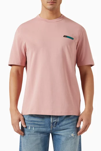 Slant Logo T-shirt in Stretch Organic Cotton Jersey