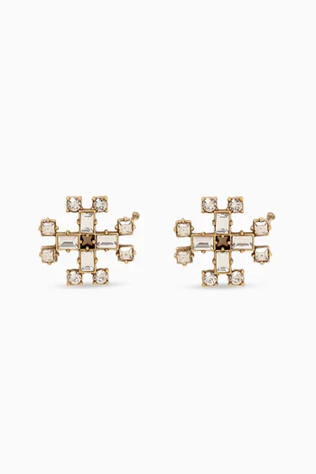 Crystal Stud Earrings in Plated Brass