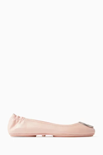 Minnie Pavé Travel Ballet Flats in Leather