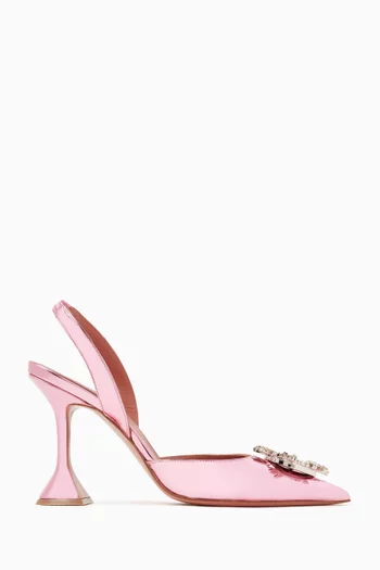 Begum 95 Crystal Slingback Pumps in Mirror Leather