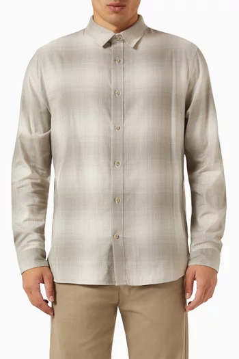 Forest Shadow Plaid Shirt in Cotton-blend Twill