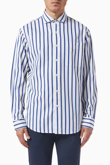 Vertical-stripe Poplin Shirt in Cotton