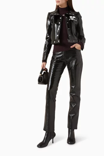 سترة ري اديشن بياقة عالية نسيج مضلع