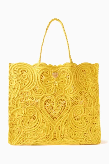 Large Tote Bag in Cordonetto Lace