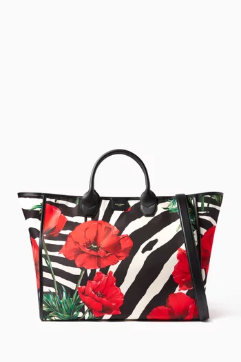 Large Floral-print Tote Bag in Nylon