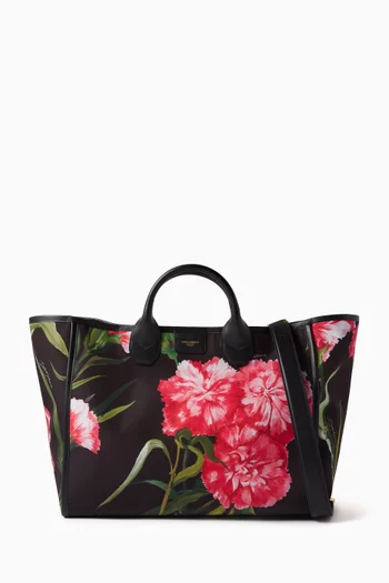 حقيبة يد متوسطة بطبعة زهور نايلون