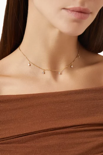 Sparkle 5 Round Dangle Diamond Choker in 18kt Gold
