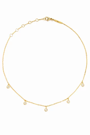 Sparkle 5 Round Dangle Diamond Choker in 18kt Gold