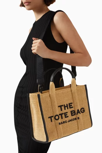 The Medium Tote Bag in Raffia and Leather