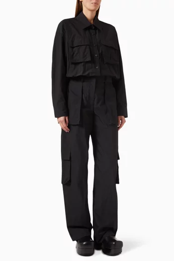 Buttoned-up Cargo Jumpsuit in Cotton-nylon