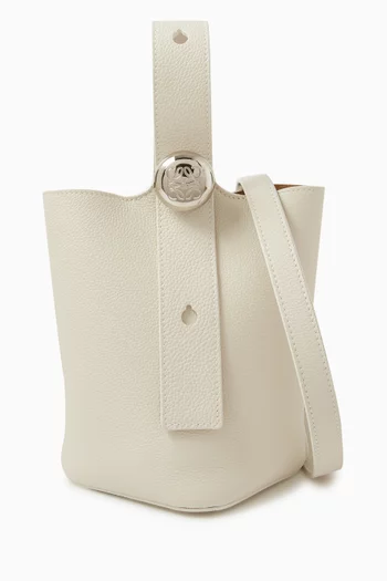 Mini Pebble Bucket Bag in Grained Calfskin