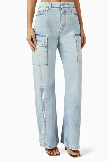 Vintage Zip Cargo Jeans in Denim