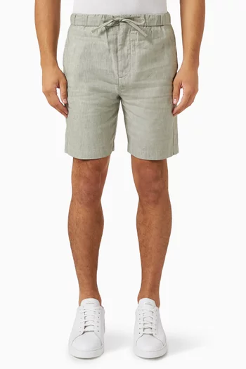 Felipe Herringbone Shorts in Linen-cotton Blend