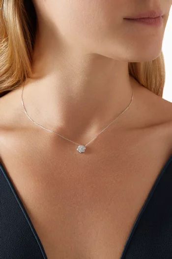 Flower Diamond Necklace in 18kt White Gold