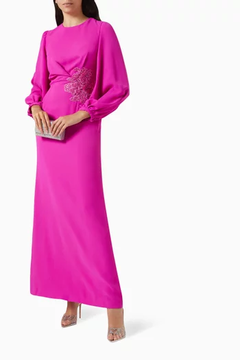 Embellished Maxi Dress in Crepe