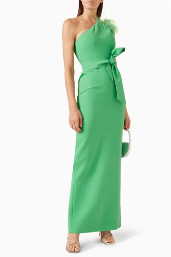 One-shoulder Embellished Gown in Crepe