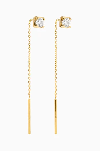 Everly Crystal Thred Earrings in 18kt Gold