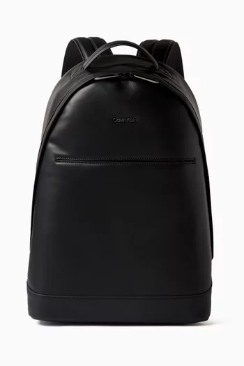 Logo Backpack in Faux Leather