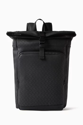 Monogram Roll-top Backpack in Rubberised Faux Leather