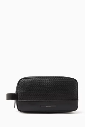 Logo Wash Bag in Faux Leather