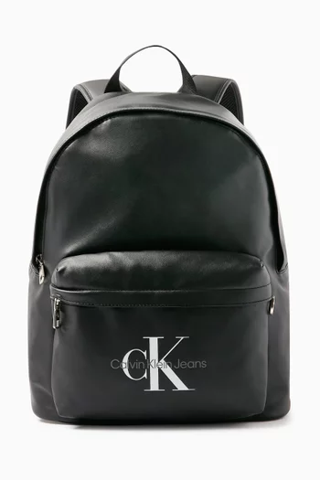 Monogram Logo Backpack in Faux Leather