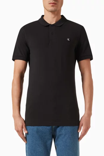 Embroidered Badge Polo Shirt in Cotton