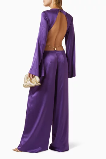 Nora Open-back Jumpsuit in Silk