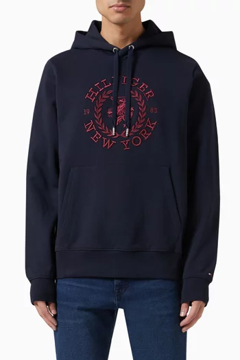 Icon Crest Hoodie in Cotton Terry
