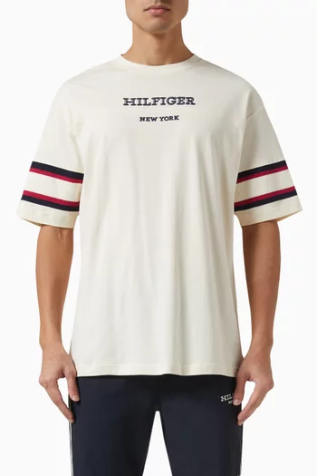 Monotype Striped-sleeves T-shirt in Cotton Jersey
