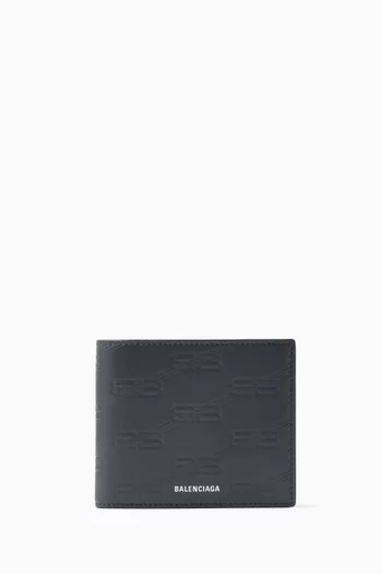 Monogram-embossed Square Wallet in Calf Leather