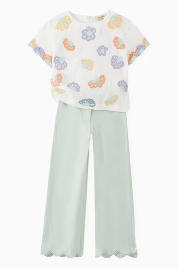 Floral Embroidered Top in Linen & Cotton