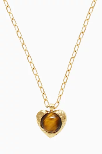 Freya Tiger Eye Necklace in 18kt Gold-plated Bronze